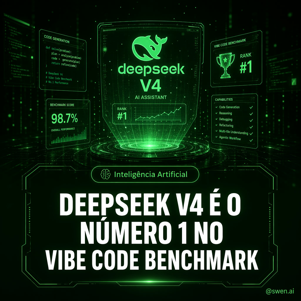 DeepSeek v4 é o modelo de peso aberto número 1 no Vibe Code Benchmark
