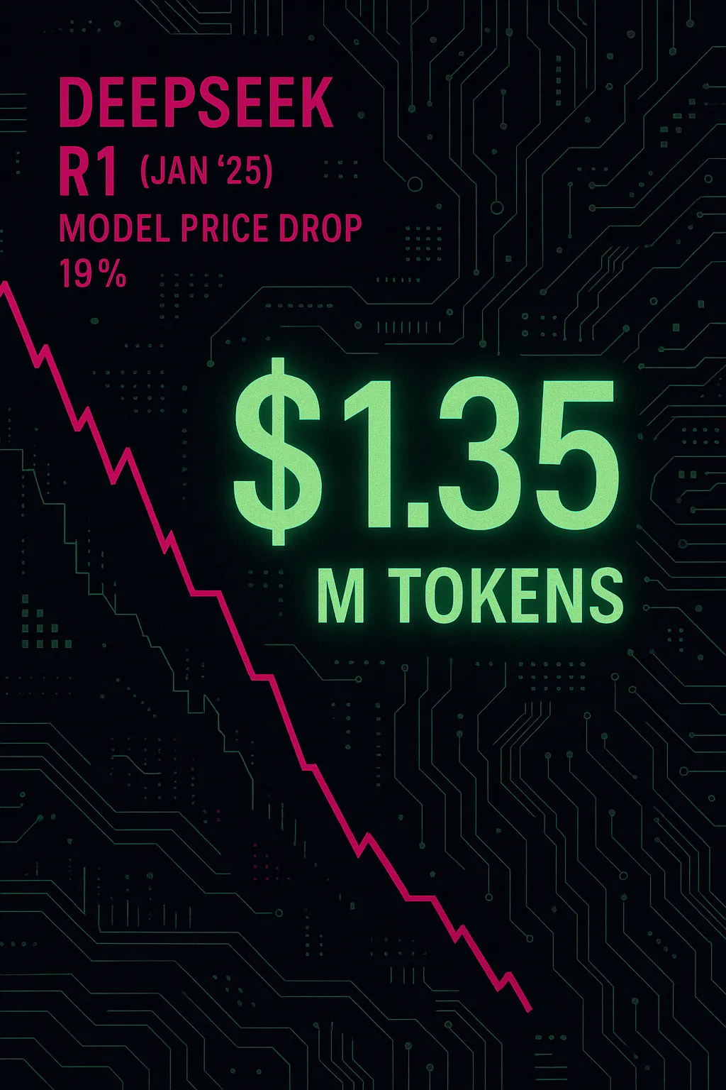 DeepSeek R1 (Jan '25) reduz preço em 19% — agora $1.35/M tokens de entrada