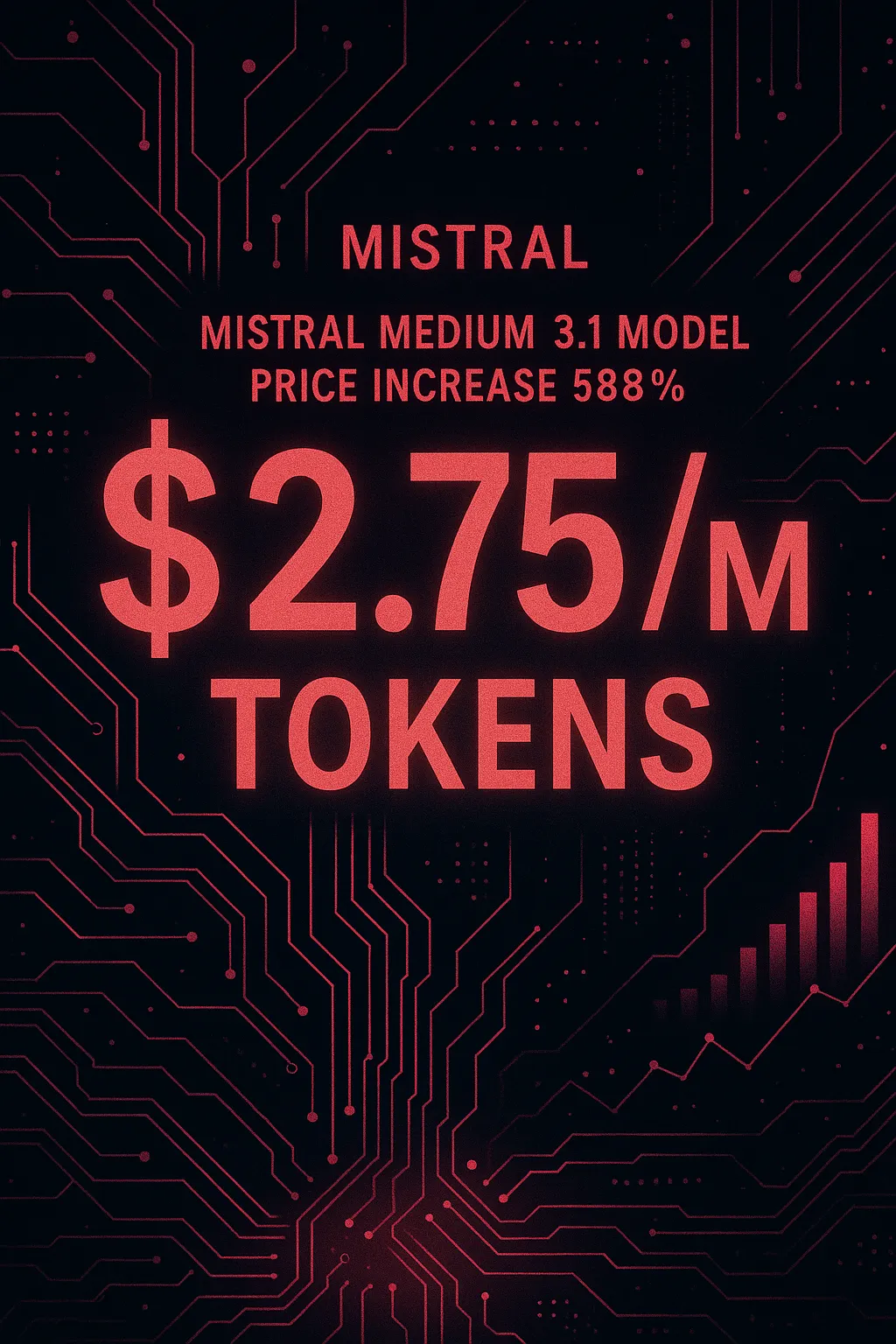 Mistral: Mistral Medium 3.1 aumenta preço em 588% — agora $2.75/M tokens de entrada